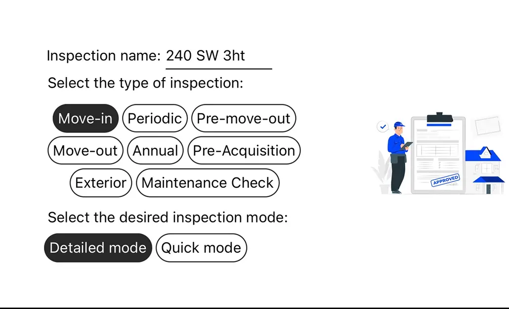 move-in move-out inspection app categories
