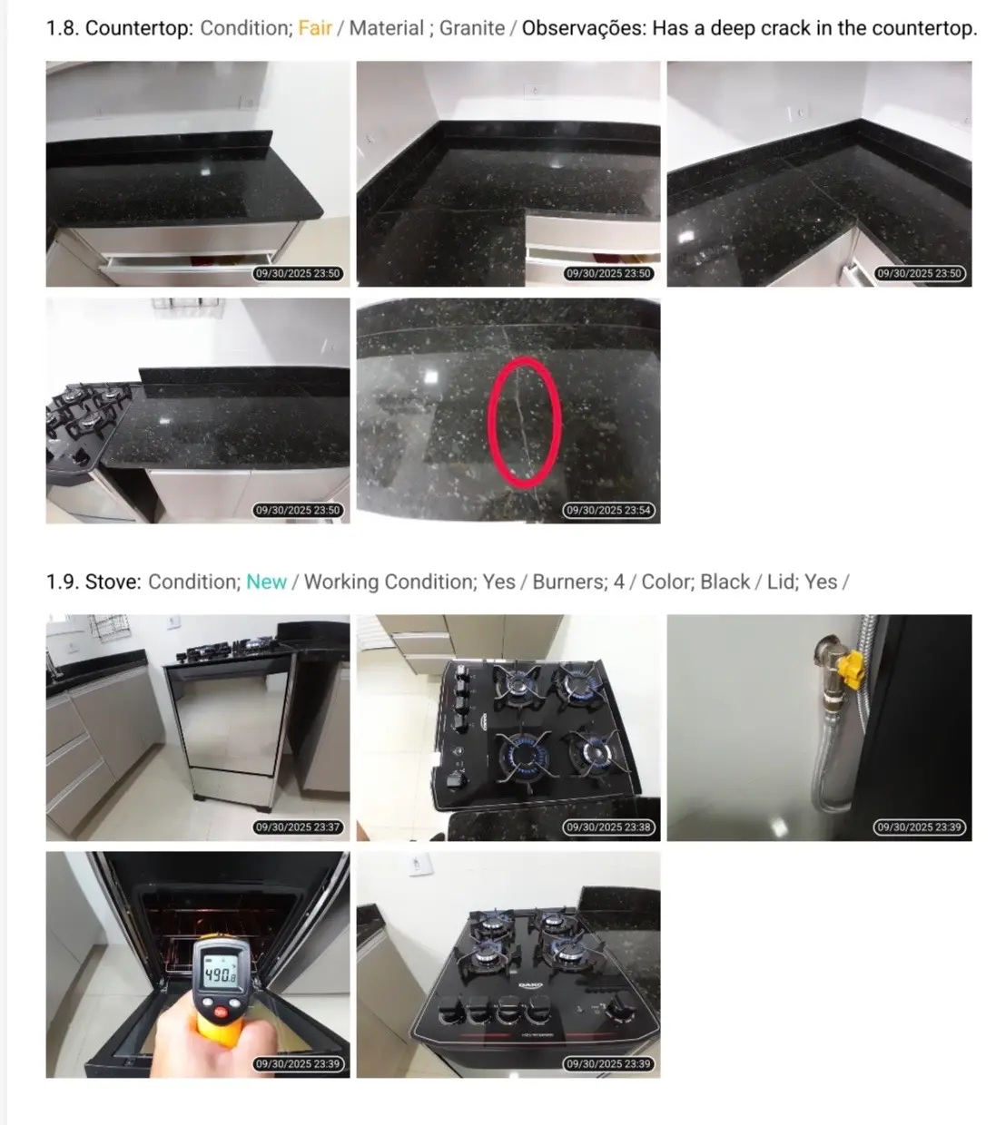 rental inspection reports with photos and notes